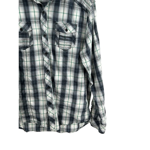 Carbon Classic Fit XL Men's Plaid Button Up Shirt Blue White Green Long Sleeve - Picture 2 of 7